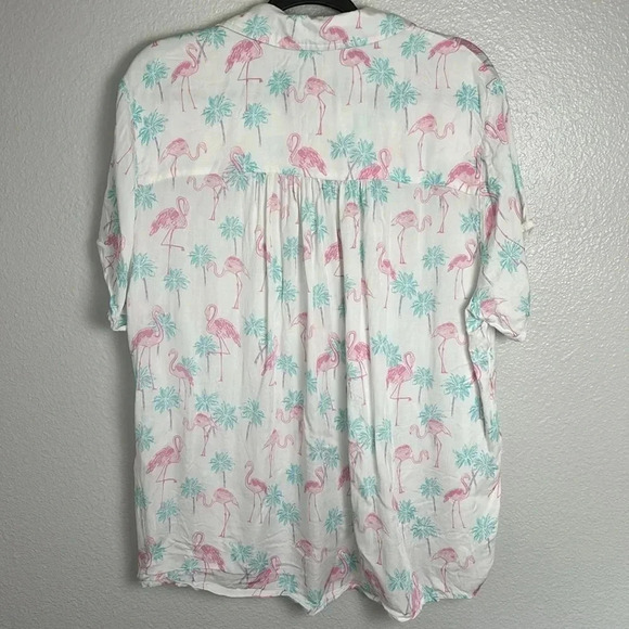 Tipsy Elves Single and Ready to Flamingle Hawaiian Button Up - Picture 7 of 8